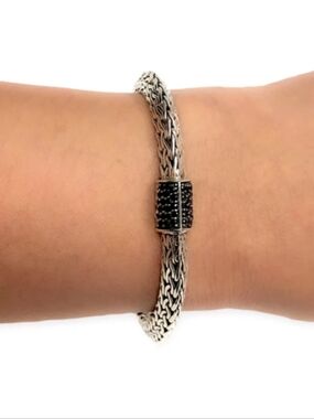 John Hardy Sterling Silver Black Sapphire Tiga Chain Bracelet